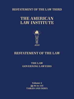 cover image of Restatement of the Law Third, The Law Governing Lawyers
